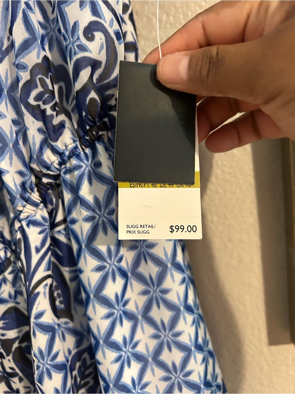 Nine West Blue & White Patterned High-Low Ruffle Dress - Picture 5 of 8